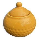 Pot couvert à sel ou sucre signé Lethu • Poterie Jaune citron