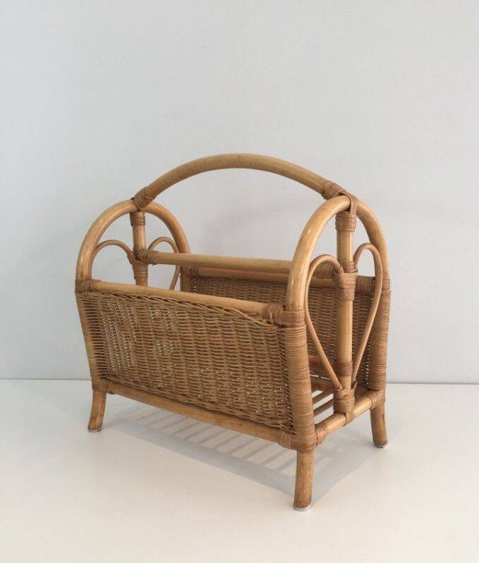 Rattan magazine rack