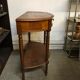 Cherry half-moon console with drawer and bottom shelf