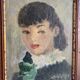 Peinture à l'huile vintage, portrait d'une parisienne