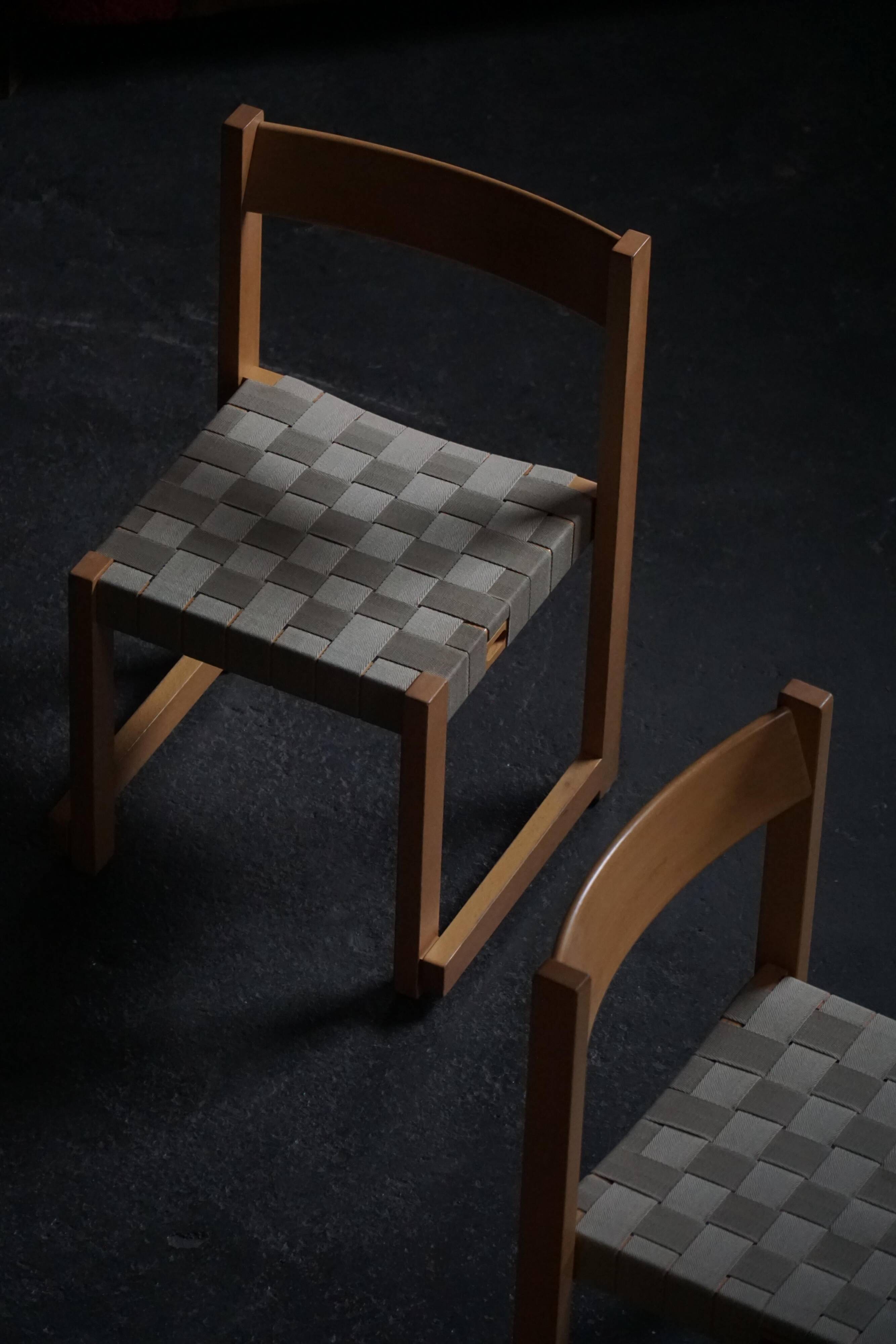 Hans J. Wegner, 'Koldinghus' chairs in beech with woven seat, set of 6, 1988