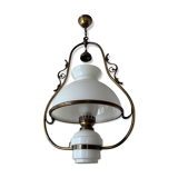 Laiton and opaline hanging lamp