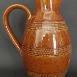 Mid-20th century brown glazed stoneware wine pitcher