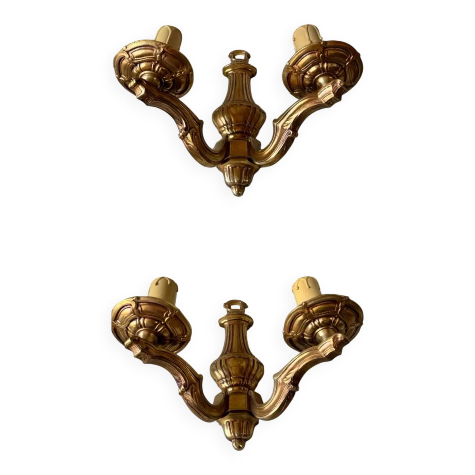 Paire d’appliques vintage bronze doré – Maison Petitot