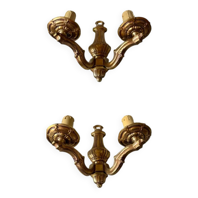 Paire d’appliques vintage bronze doré – Maison Petitot