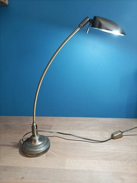 Loft bedside desk lamp patinated gold metal
