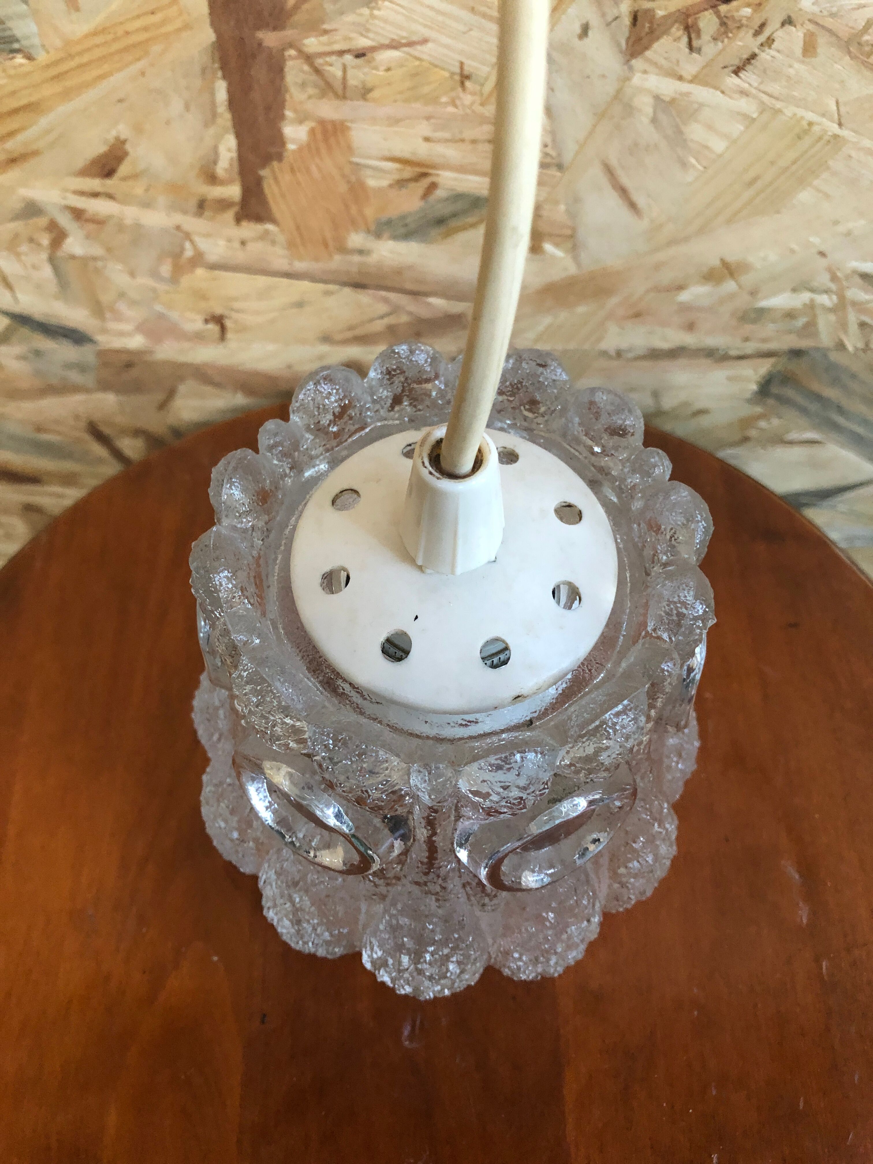 Old suspension glass molded shape flowers 70s vintage