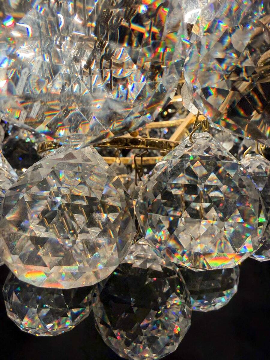 Hollywood Regency chandelier with crystal glass shades by Ernst Palme, Germany, 1960s