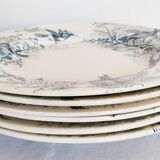 Set of 6 flat plates in Lunéville Earthenware / Colibri