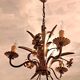 Chandelier with ears of wheat and flowers in gilded metal