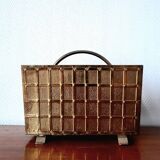 English magazine rack in embossed brass 1960
