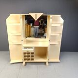 Vintage italian burl wood bar cabinet, 1970s