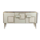 Geometric sideboard in glass and gilded brass. Contemporary Italian work.