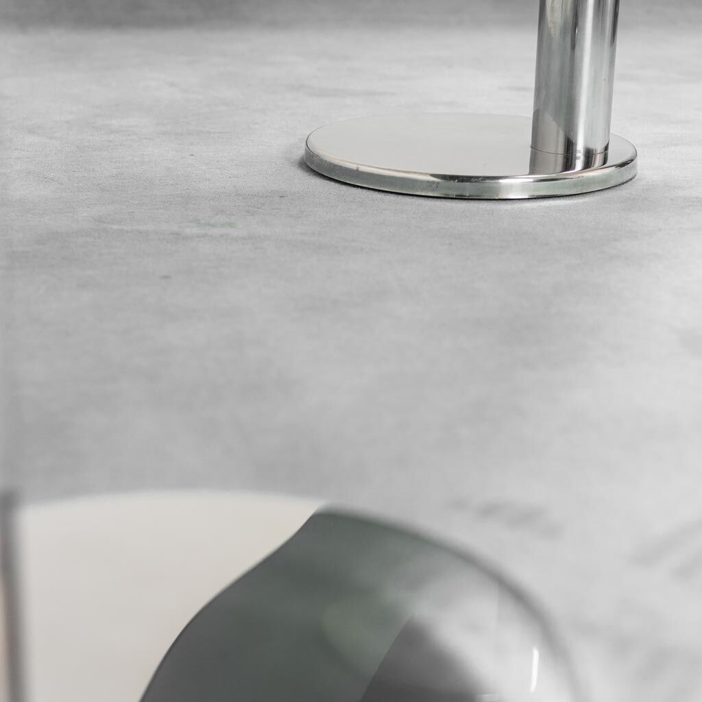 Console table in chromed steel and smoked glass of the 70s vintage