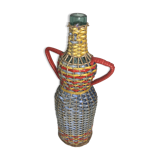 Bouteille verre rotin scoubidou couleurs