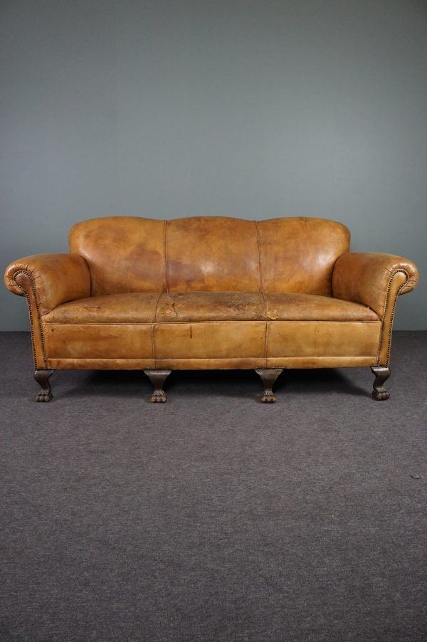 3-seater antique sheepskin sofa full of character