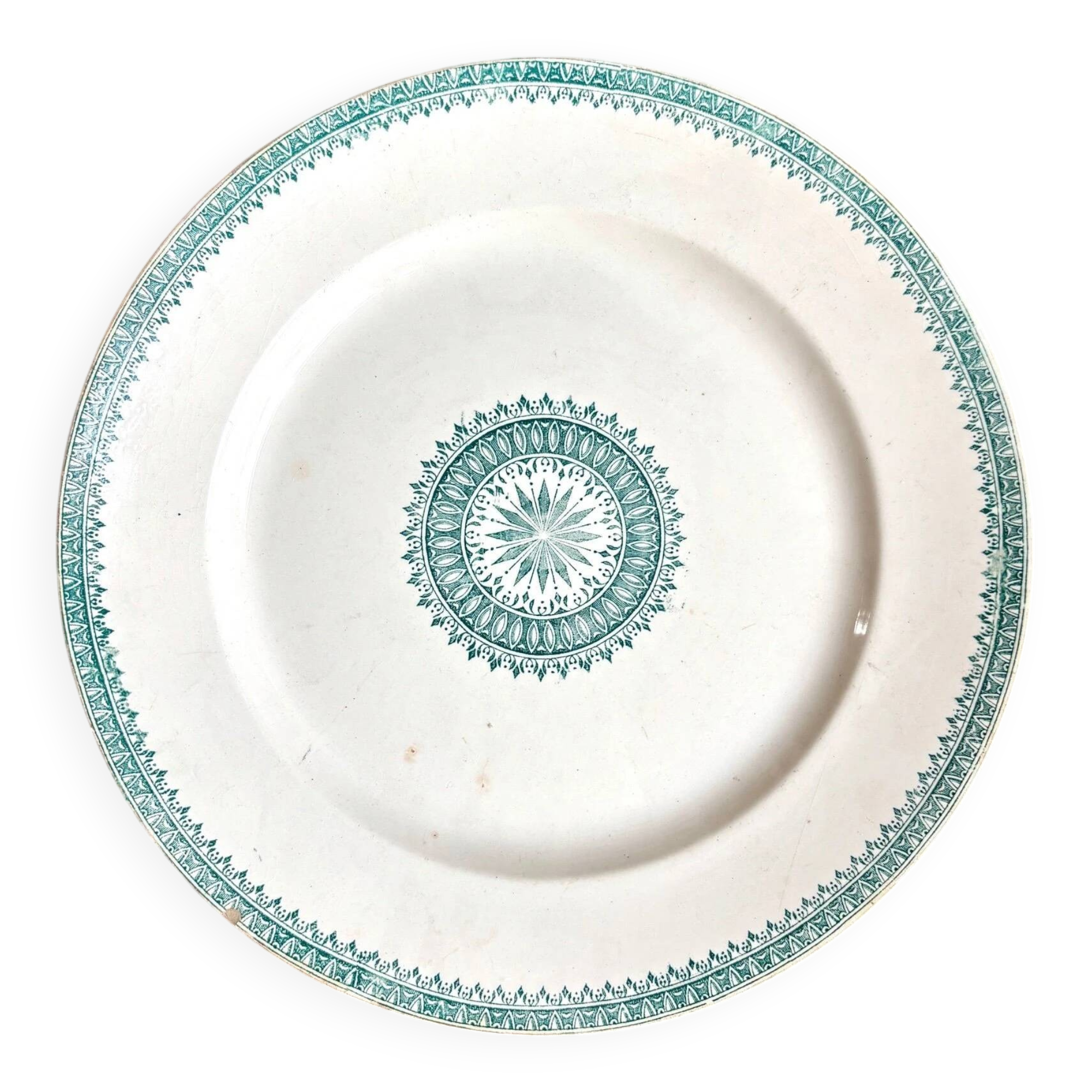 Creil & Montereau round dish in green ironstone, "English" service