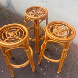 3 vintage rattan stools from the 70s