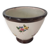 Large ceramic flowerpot with painted flower decoration Signed Massier Vallauris