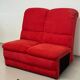 Vintage 2-seater sofa module without armrests in red fabric