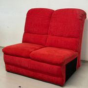 Vintage 2-seater sofa module without armrests in red fabric