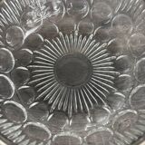 Vintage salad bowl in moulded glass and silver-plated metal.