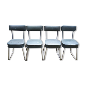 4 anciennes chaises de - skai