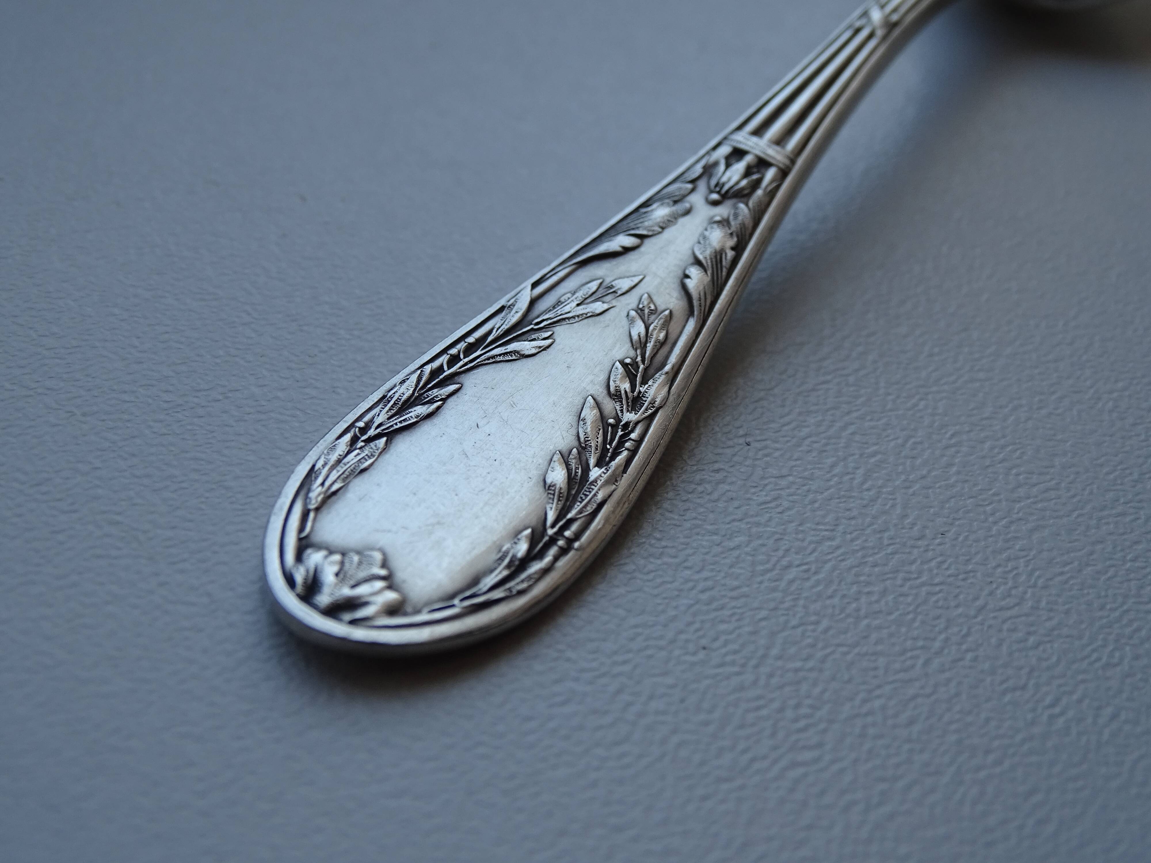 12 dessert spoons Apollo silver metal 1920 in case