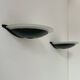 Pair of vintage wall lights in black metal and glass, France, 1970.