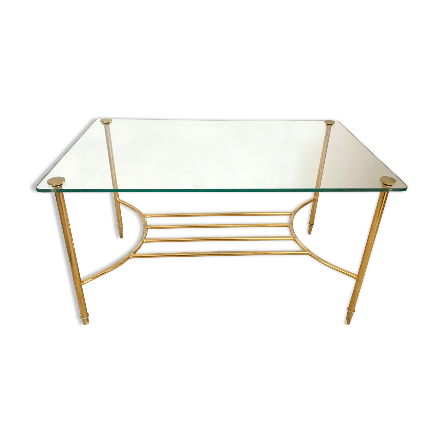 Table coffee glass and gold metal 1980