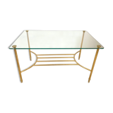 Table coffee glass and gold metal 1980