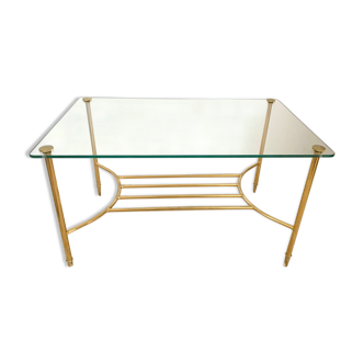Table coffee glass and gold metal 1980