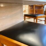 Lot de 4 chaises scandinaves en teck et skaï noir des années 60