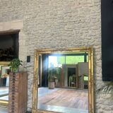 Miroir ancien de cheminée 144,5cm/131,5cm feuille d’or et mercure