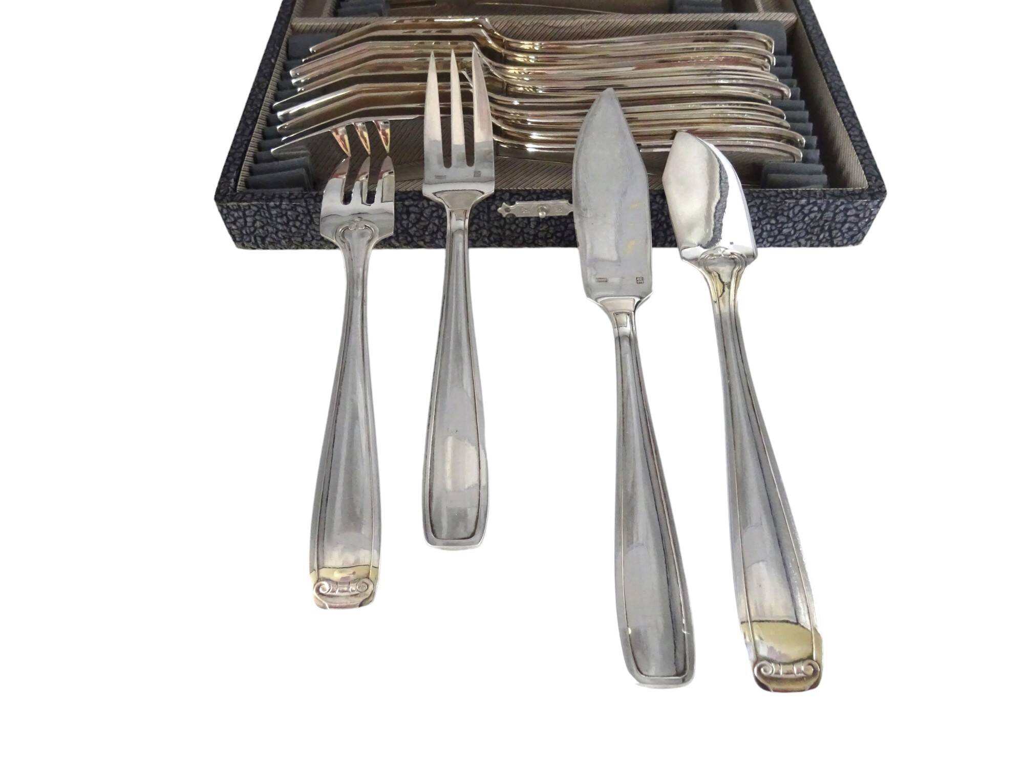 12 silver-plated fish forks and knives Frionnet François