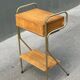 60s wooden and gold metal bedside table