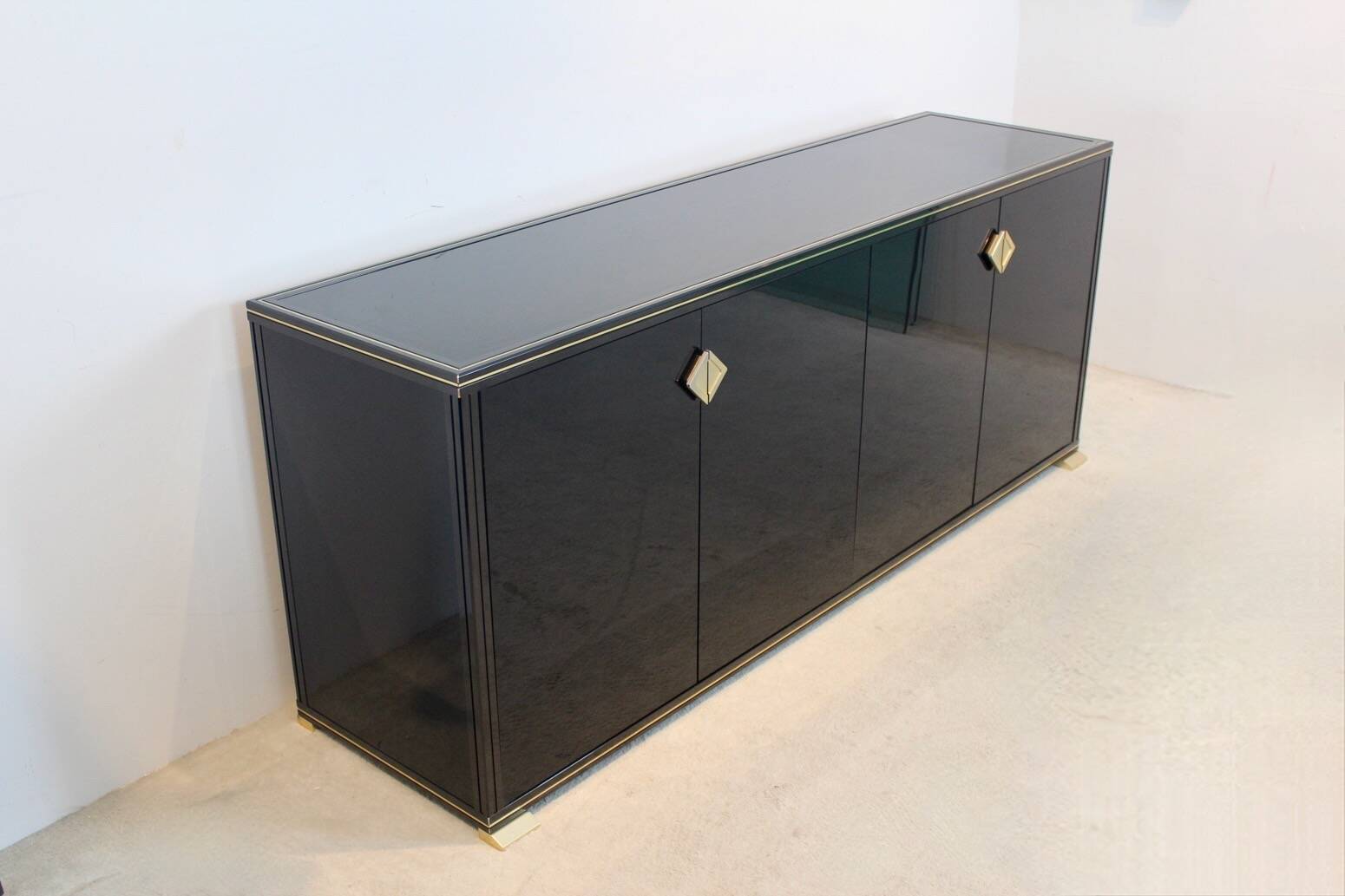 Pierre Vandel Paris Black Lacquered French Sideboard