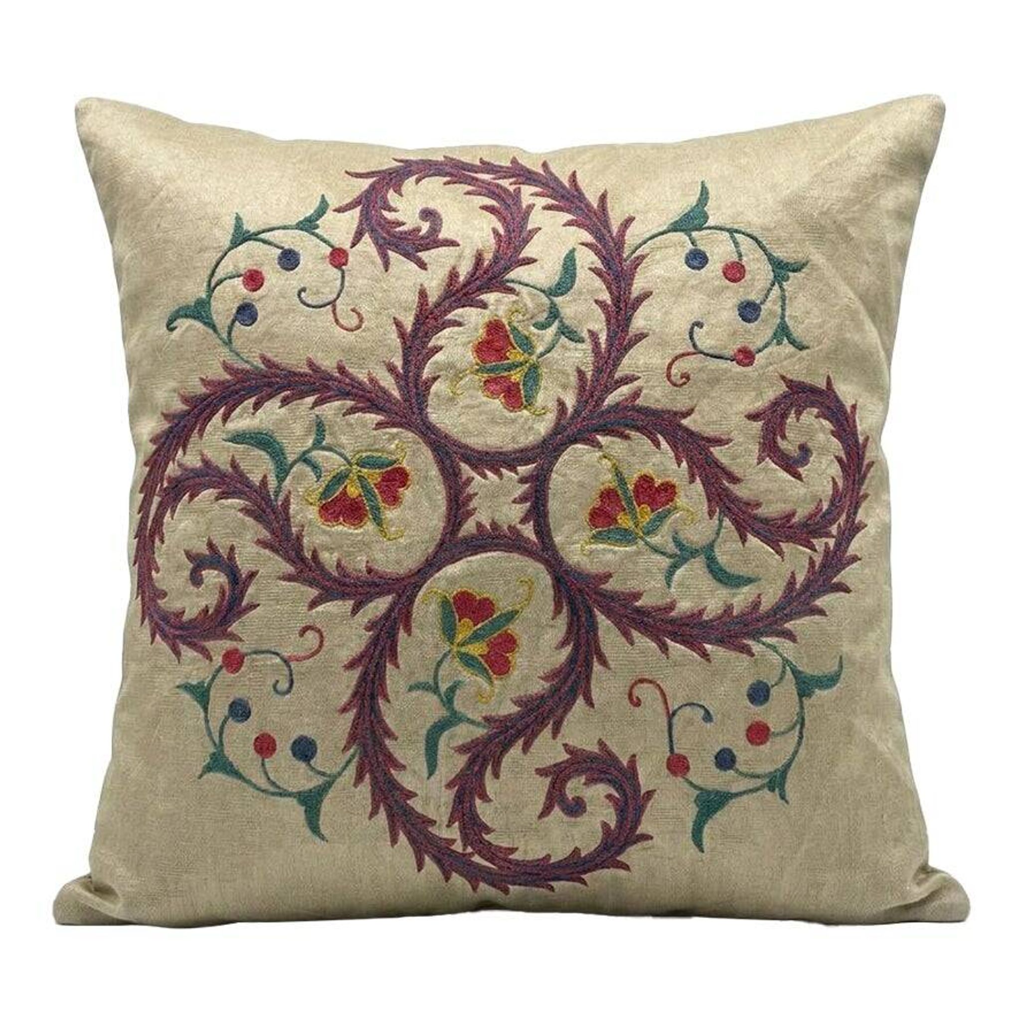 Vintage embroidered cushion cover 46x46 cm