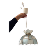 Suspension en nacre et laiton bleue