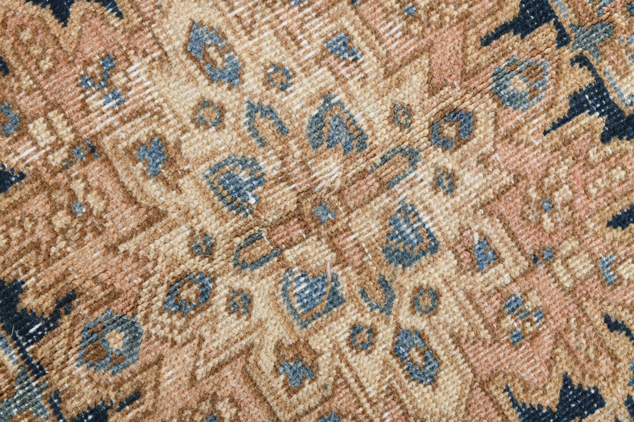 Vintage Cream & Navy Blue Persian Rug, 213x298Cm
