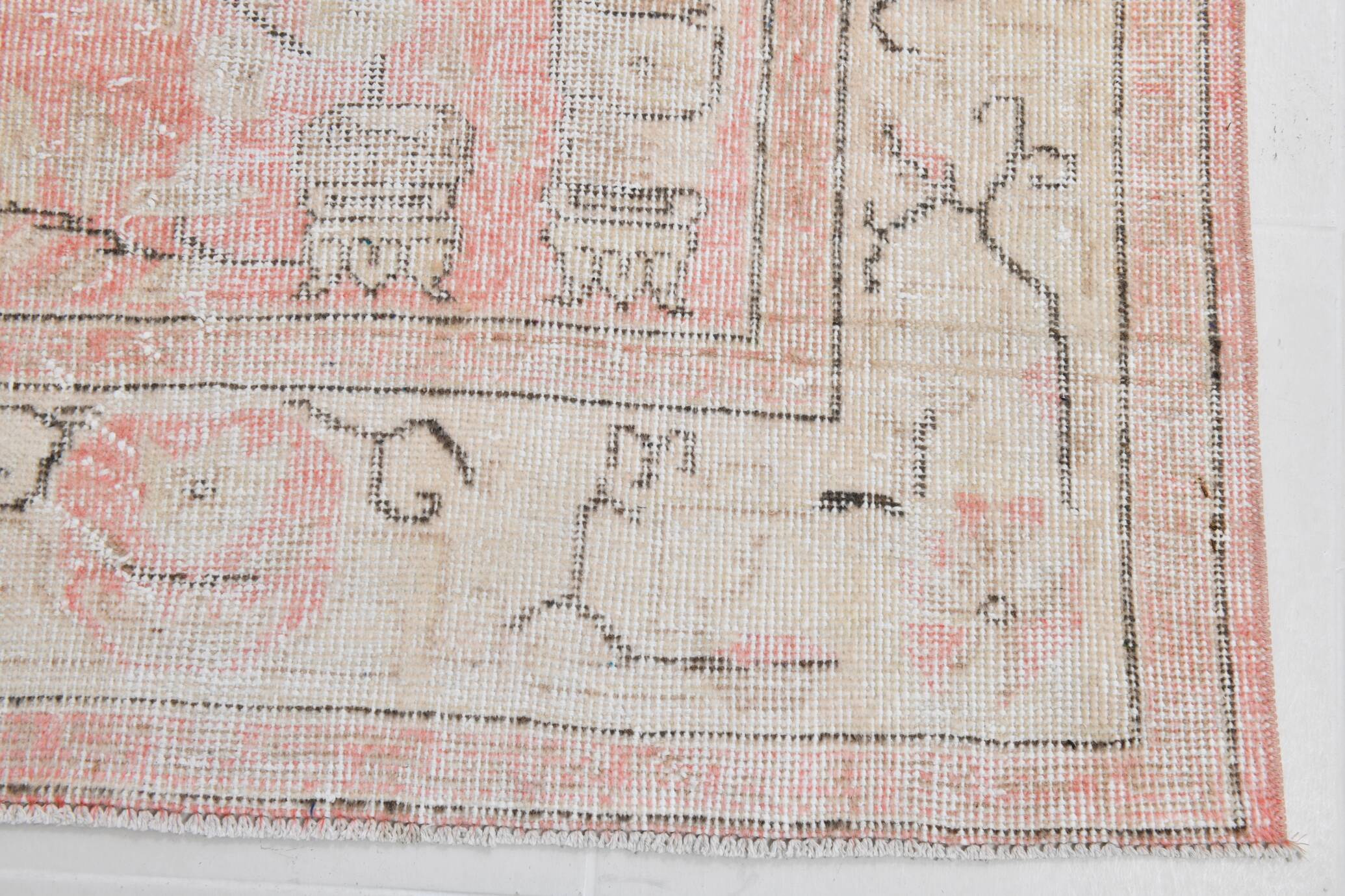 6x9 Turkish Soft Pink Bordered Vintage Rug, 191x282Cm