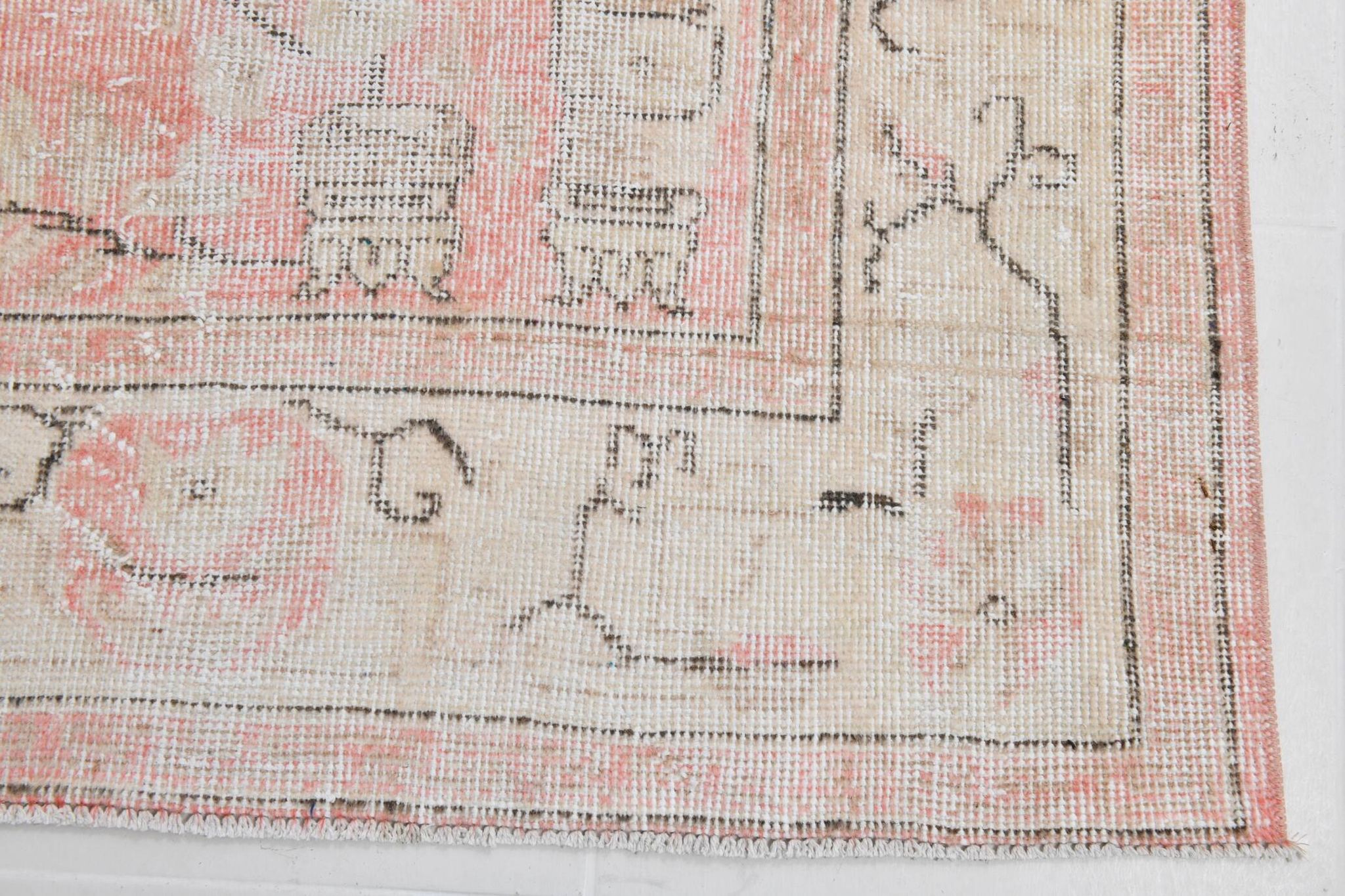 6x9 Turkish Soft Pink Bordered Vintage Rug, 191x282Cm