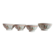 set of 4 vintage bowls with orange and cherry gingham checks