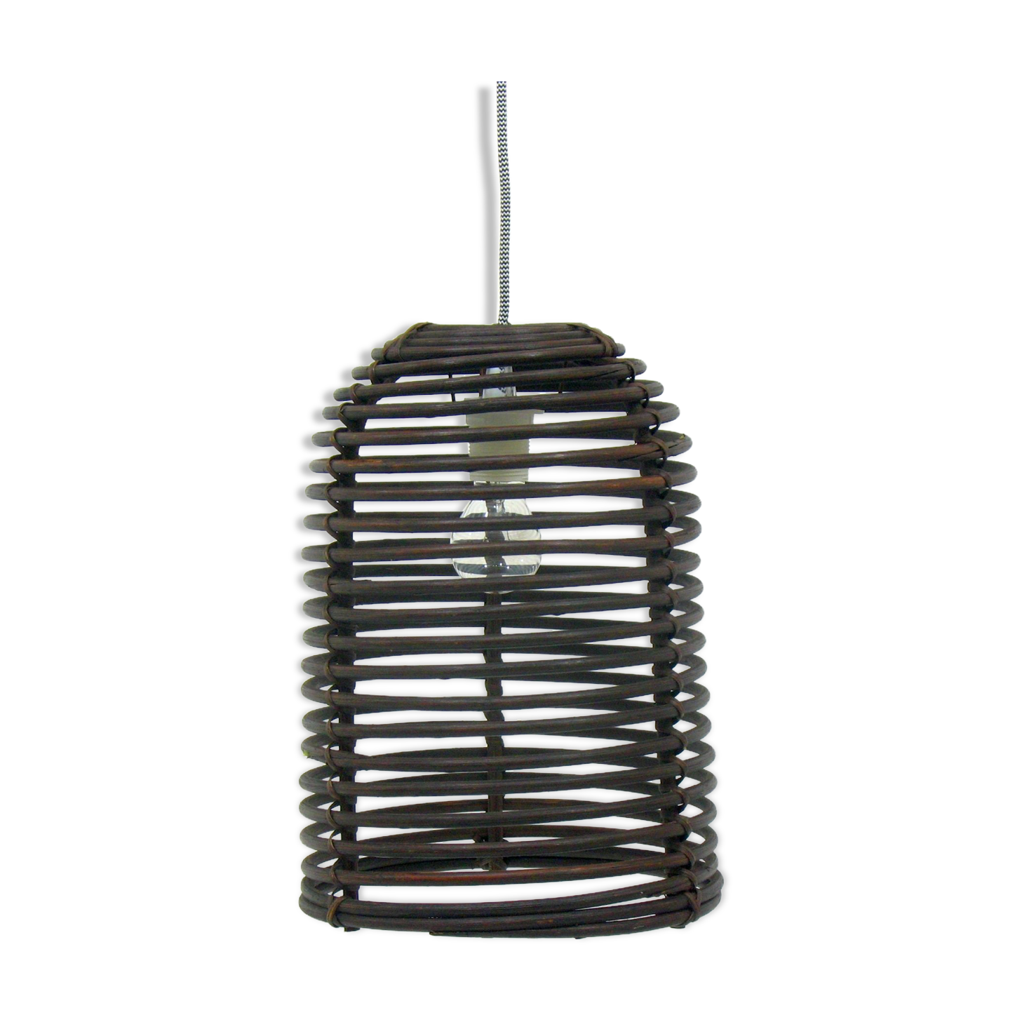 Suspension en rotin années 70