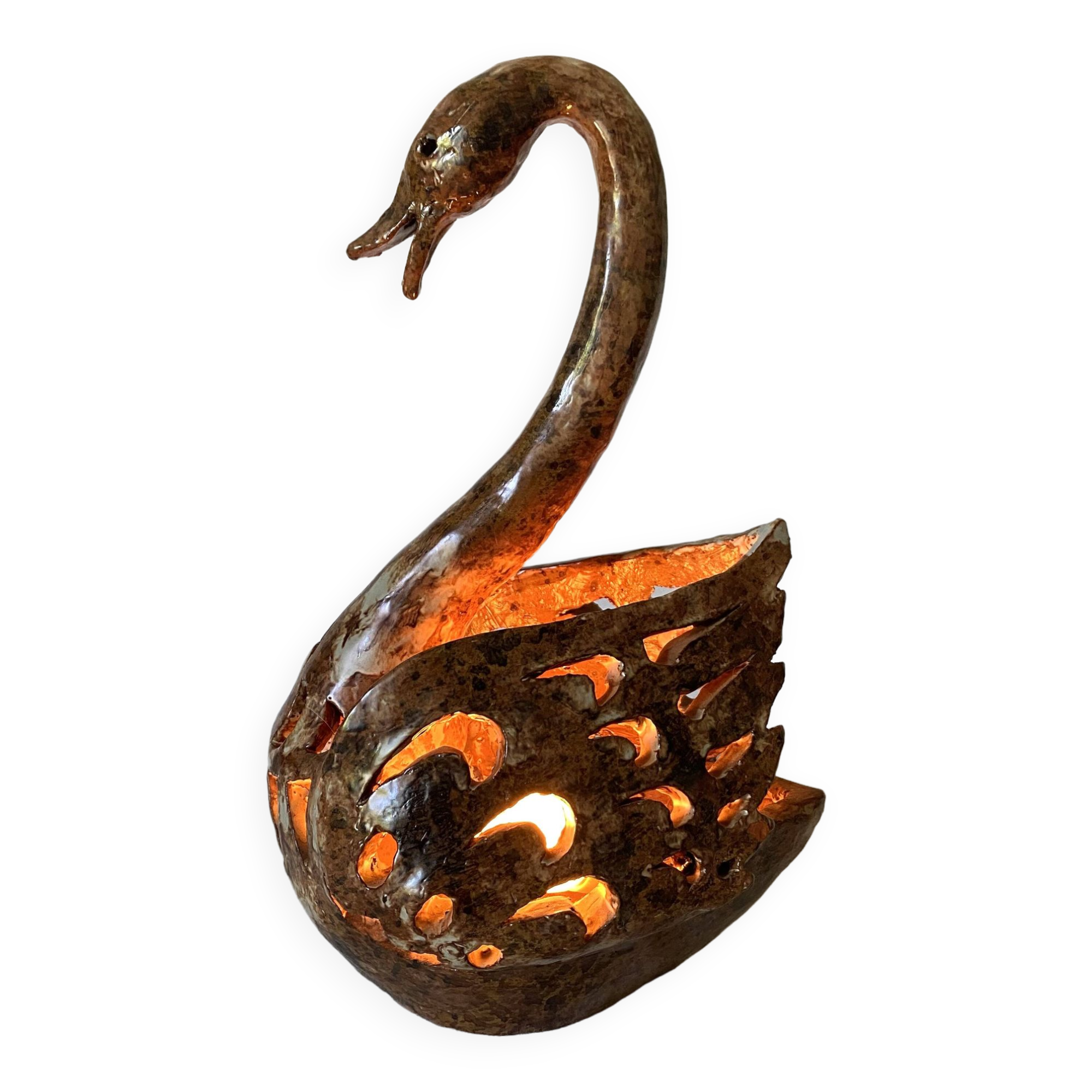 Lampe d'ambiance vintage cygne en grès