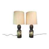 Set of 2 Ceramic Large Floor or Table Lamps by Georges Pelletier for Accolay, France 1960s