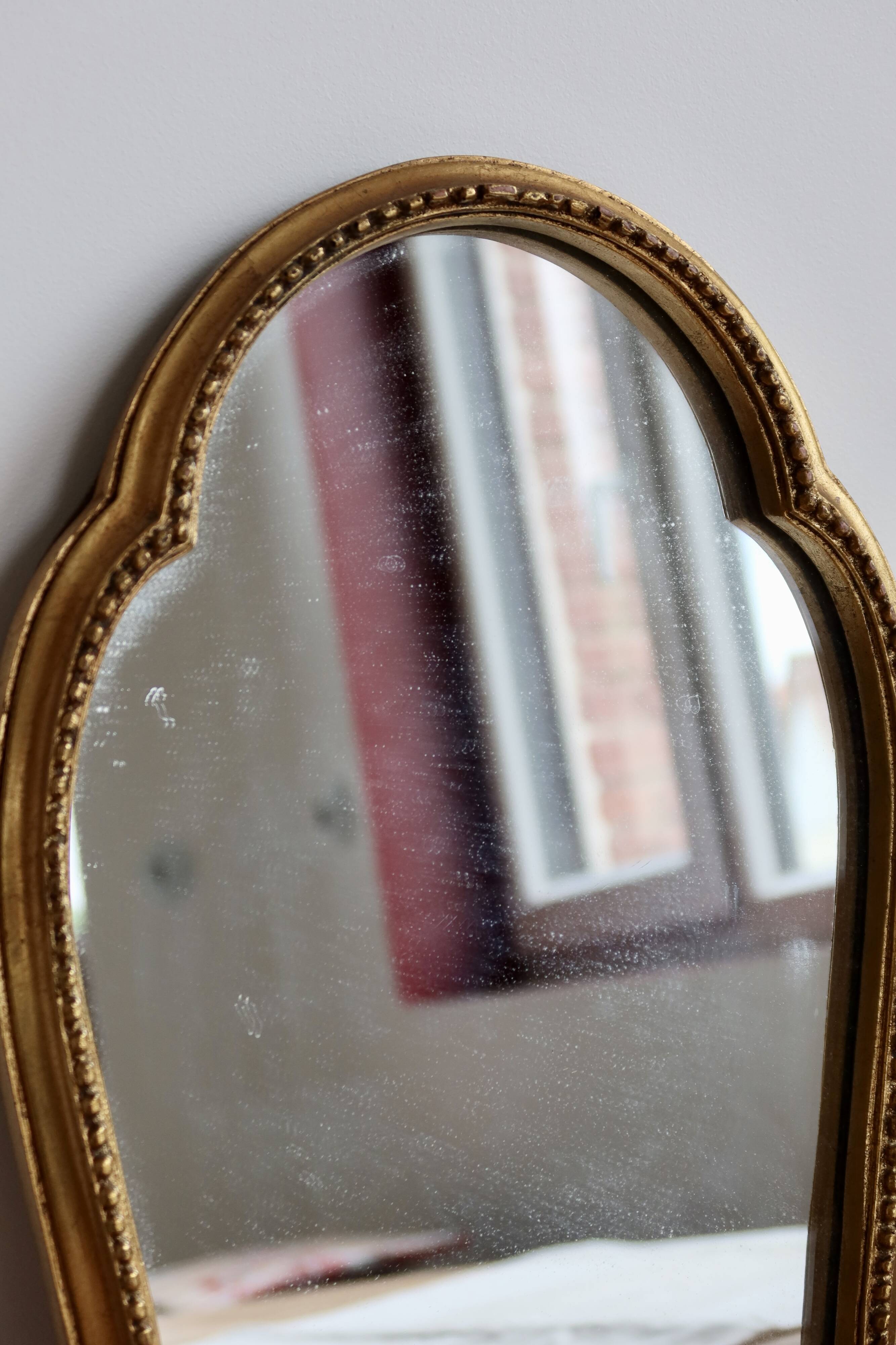 Antique gilded baroque mirror in wood – Distressed glass – Carved wood