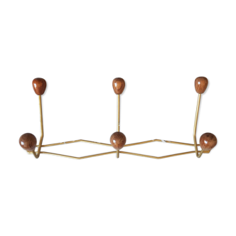 Vintage metal and wood coat rack year 50