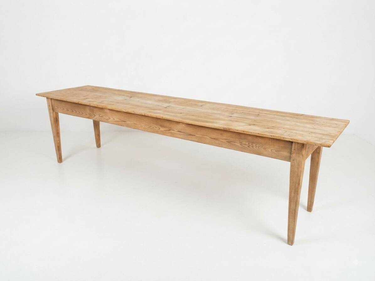 Very large farmhouse table 300 cm in fir from 1900, natural raw wood brewery.