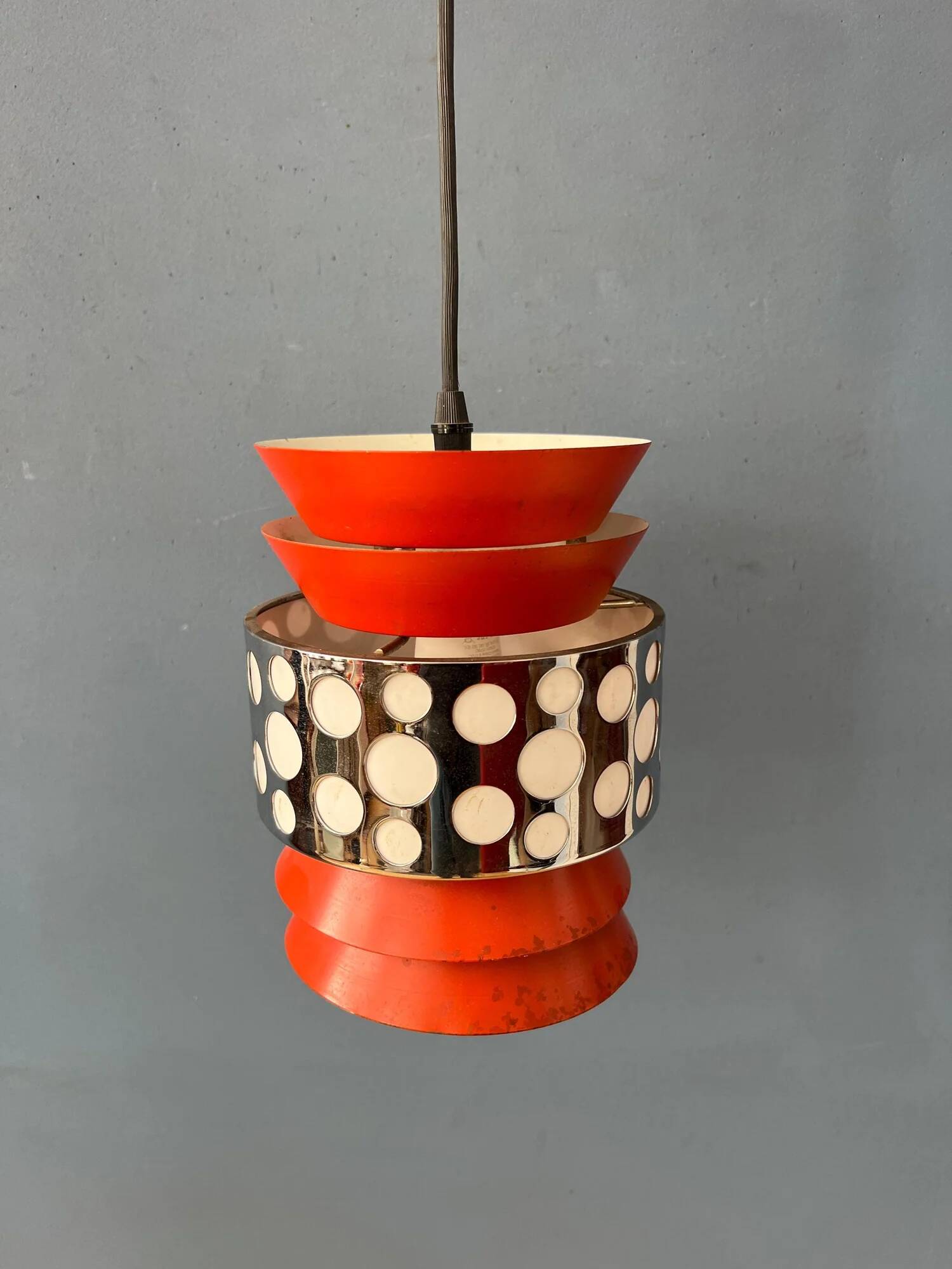 Vintage Belgian Space Age Massive Orange Pendant Lamp